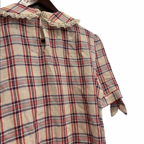 2/$25 ZARA Peter Pan Collar Checked Shirt Size XS NWOT - Picture 7 of 10